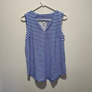 Lulu-B Sleeveless Striped Tank Top Blue and White Size Small